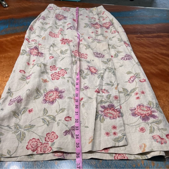 Vintage Eddie Bauer Linen Floral Print Wrap skirt Skirt Natural butterfly - Picture 10 of 11
